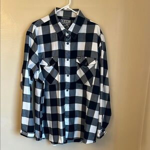 DIXXON Men's Black and White Checkered Shirt